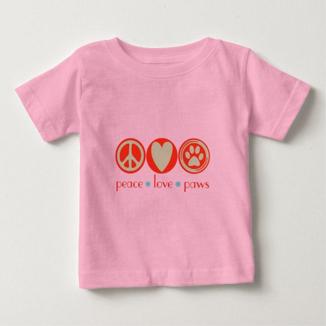 T-shirt Pour Bébé Peace Love Paws (Devant)