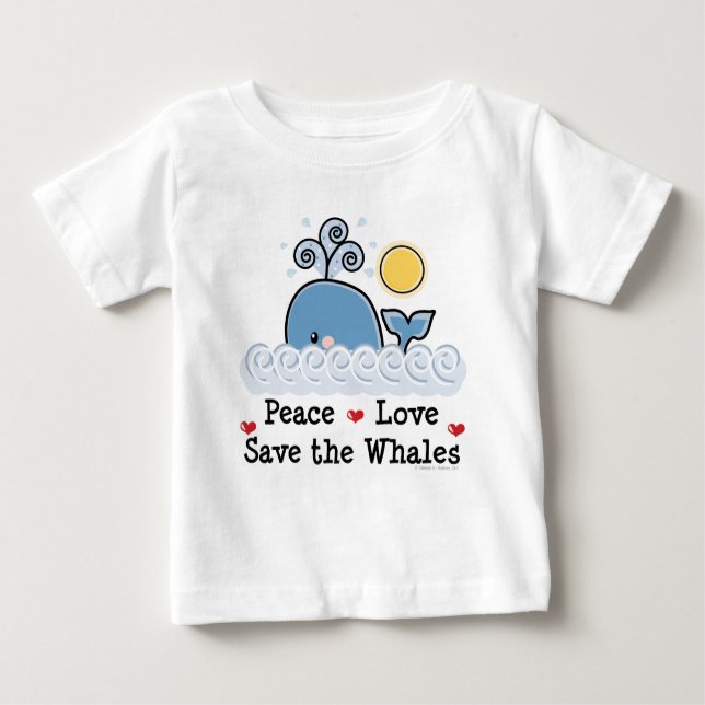 T-shirt Pour Bébé Peace Love Save The Whales Infant Long Sleeve Tee  (Devant)