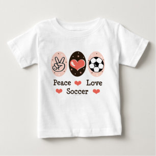 T-shirt Pour Bébé Peace Love Soccer Baby Long Sleeve T shirt