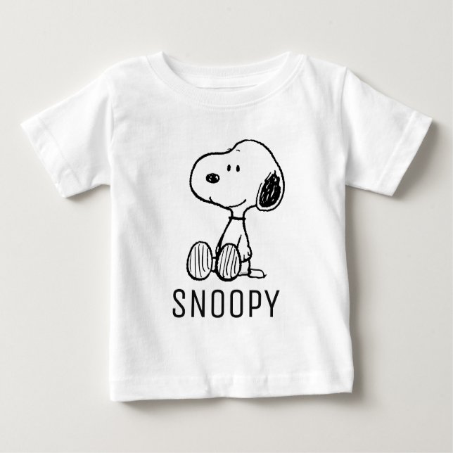 T-shirt Pour Bébé PEANUTS | Snoopy on Black White Comics (Devant)