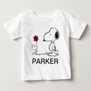 T-shirt Pour Bébé Peanuts Snoopy & Woodstock Rouge & Noir