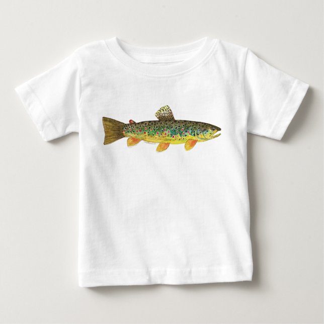 T-shirt Pour Bébé Pêche Brown à la truite (Devant)