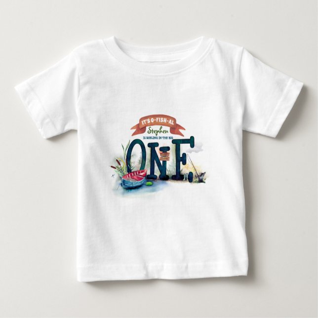 T-shirt Pour Bébé Pêche Thème 1er anniversaire (Devant)
