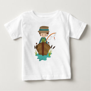 T-shirt Pour Bébé Pêcheur, Pêcheur, Bâton de pêche, Cheveux Brown