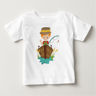 T-shirt Pour Bébé Pêcheur, Pêcheur, Bâton De Pêche, Cheveux Orange