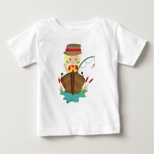 T-shirt Pour Bébé Pêcheuse, Bâton De Pêche, Pêcheur, Cheveux Blonde