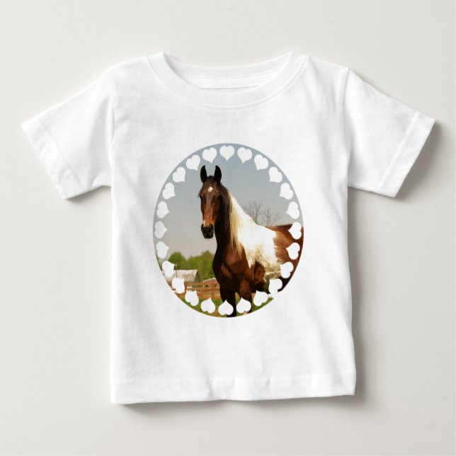 T-shirt Pour Bébé Peignez le T-shirt de bébé de cheval (Devant)