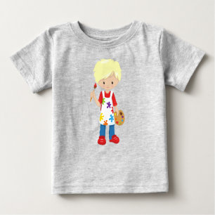 T-shirt Pour Bébé Peintre, Peintre Artiste, Joli Garçon, Cheveux Blo