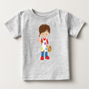 T-shirt Pour Bébé Peintre, Peintre, Mignonne garçon, Cheveux Brown