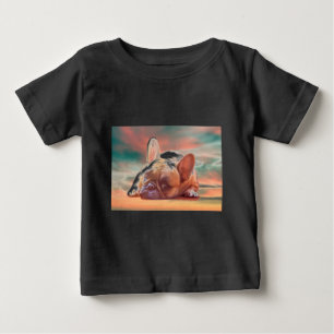 T-shirt Pour Bébé Peinture à l'aquarelle de joli Bouledogue Français