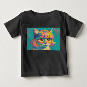 T-shirt Pour Bébé Peinture à l'huile de chat mignon (#5)