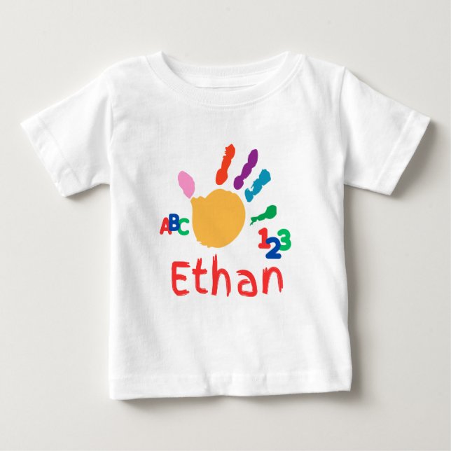 T-shirt Pour Bébé Peinture à main ABC pour enfant personnalisée 123 (Devant)