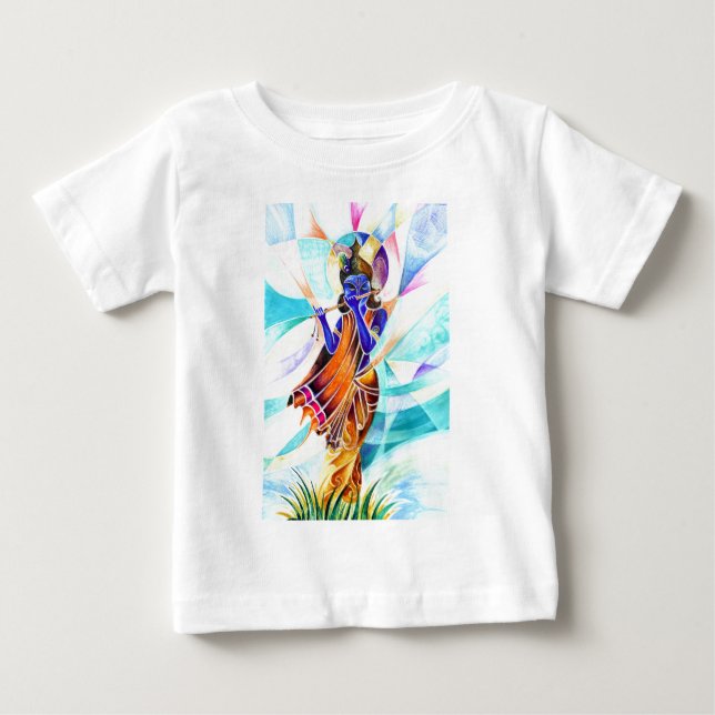 T-shirt Pour Bébé Peinture abstraite faite main de seigneur Krishna (Devant)