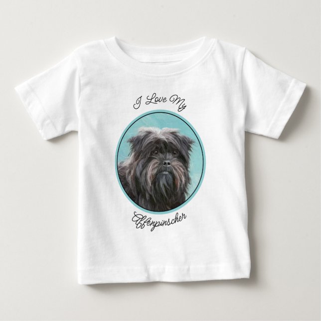 T-shirt Pour Bébé Peinture Affenpinscher - Joli art original chien (Devant)