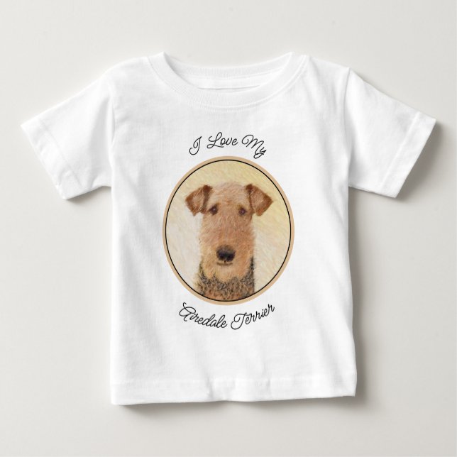 T-shirt Pour Bébé Peinture Airedale Terrier - Cute Original Art (Devant)