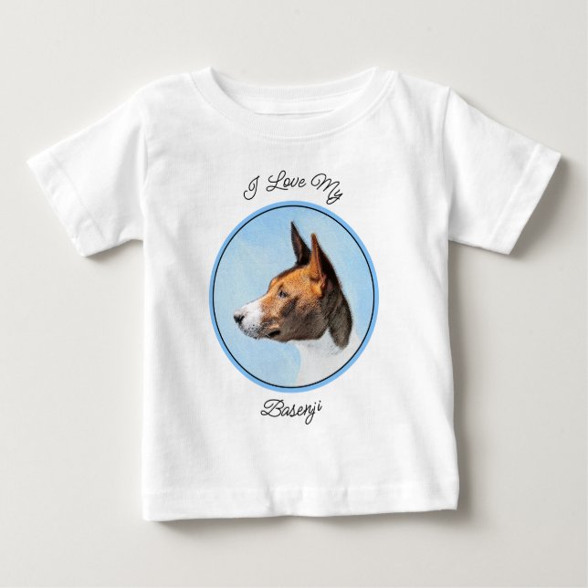 T-shirt Pour Bébé Peinture Basenji - Belle Art Original (Devant)