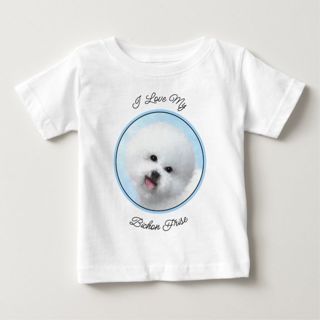 T-shirt Pour Bébé Peinture Bichon Frise - Cute Original Chien Art (Devant)