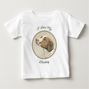 T-shirt Pour Bébé Peinture Brittany - Joli Art Original de Chien