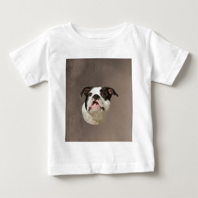 T-shirt Pour Bébé Peinture couleur d'eau Bulldog (Devant)