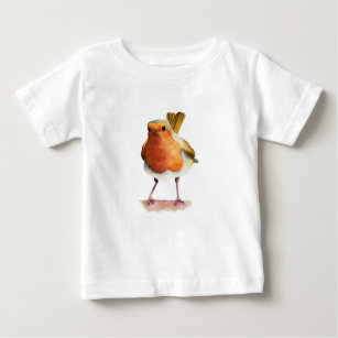 T-shirt Pour Bébé Peinture d'aquarelle d'oiseau de Robin