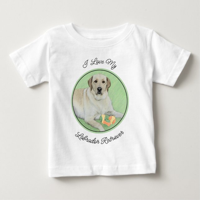 T-shirt Pour Bébé Peinture de balles de tennis et de retrieur du Lab (Devant)
