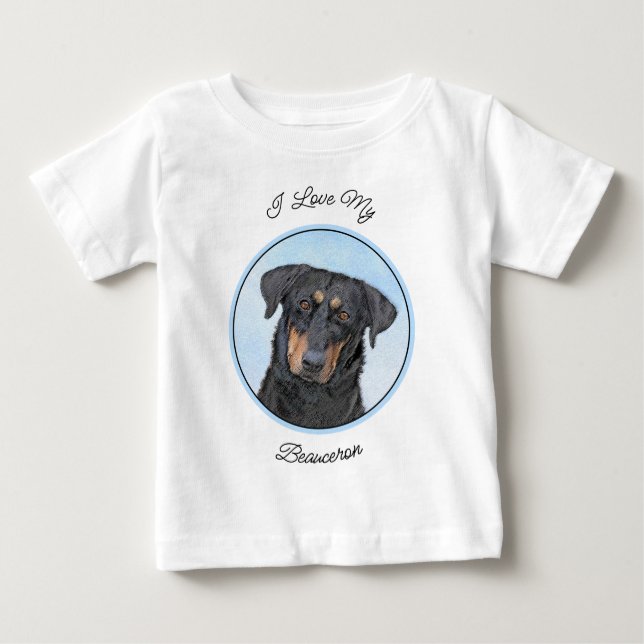 T-shirt Pour Bébé Peinture de Beauceron - Cute Original Chien Art (Devant)