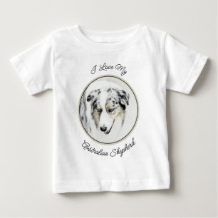 T-shirt Pour Bébé Peinture de berger australien - Art original de ch