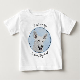 T-shirt Pour Bébé Peinture de berger blanc - jolie art original de c