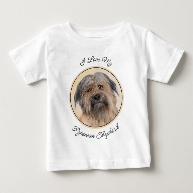 T-shirt Pour Bébé Peinture de berger pyrénéenne - Cute Original Chie (Devant)
