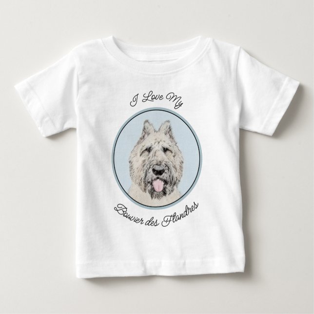 T-shirt Pour Bébé Peinture de Bouvier des Flandres - Art original de (Devant)