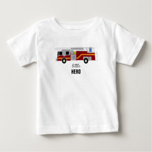 T-shirt Pour Bébé Peinture de camion à feu petit héros