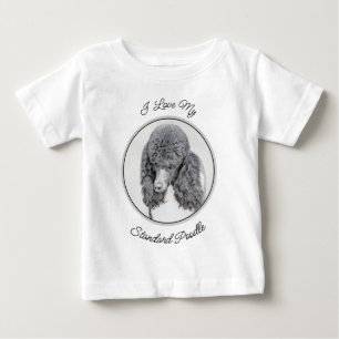 T-shirt Pour Bébé Peinture de Caniche Standard Noir Parti - Art Cani