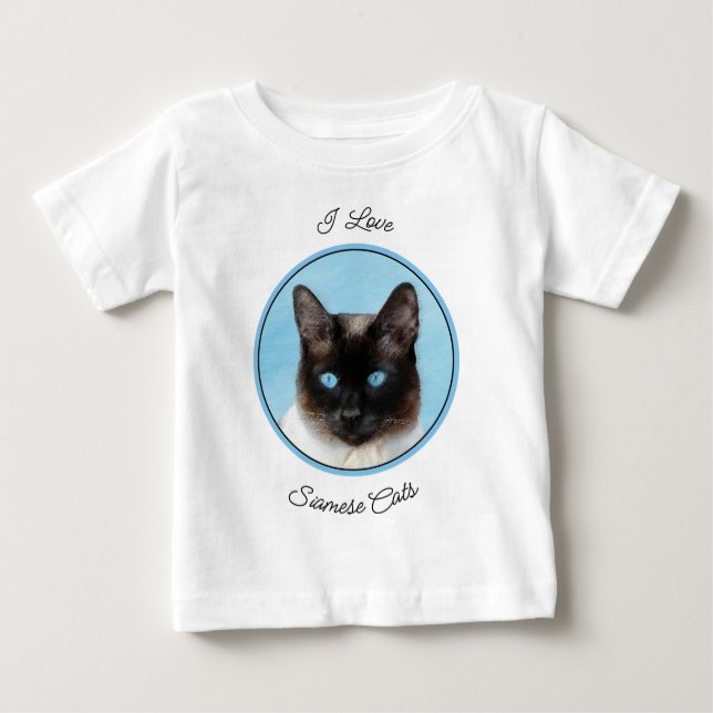 T-shirt Pour Bébé Peinture de chats de Siamese - Cute Original Cat A (Devant)