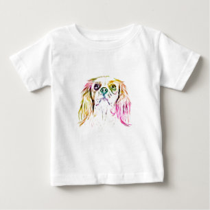 T-shirt Pour Bébé Peinture de chien espagnol du roi Charles Cavalier