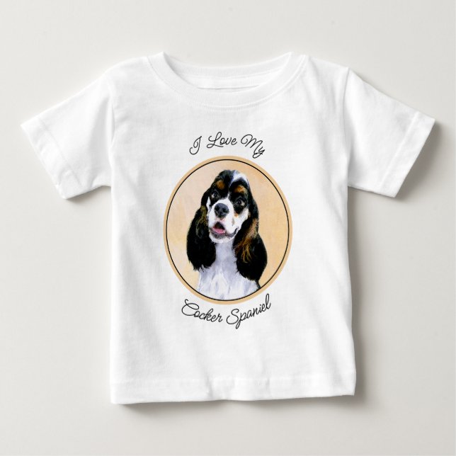 T-shirt Pour Bébé Peinture de Cocker Spaniel (Parti) - Art de chien  (Devant)