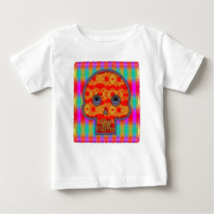 T-shirt Pour Bébé Peinture de crâne de robot coloré