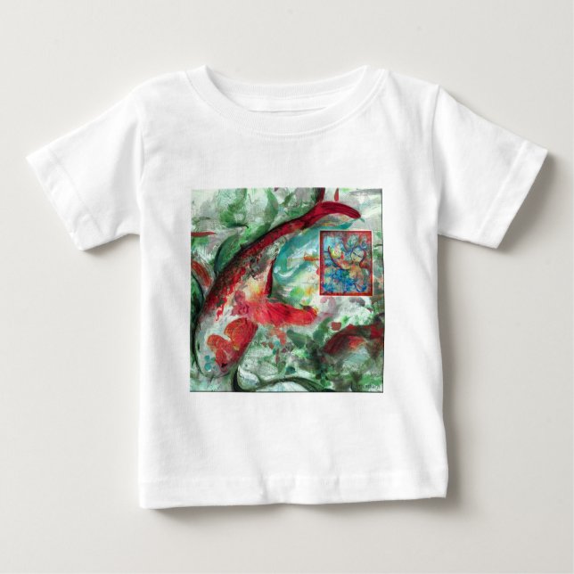 T-shirt Pour Bébé Peinture de poissons de carpe de Koi (Devant)