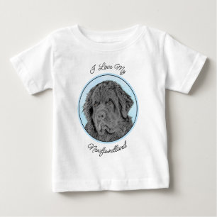 T-shirt Pour Bébé Peinture de Terre-Neuve - Joli Art Original de Chi