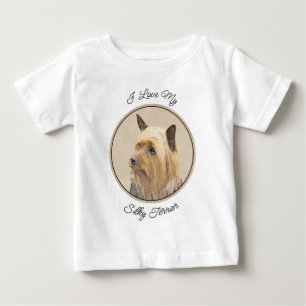 T-shirt Pour Bébé Peinture de Terrier Silky - Art de Chien Original