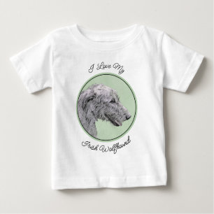 T-shirt Pour Bébé Peinture de Wolfhound irlandais - Joli art origina