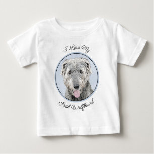 T-shirt Pour Bébé Peinture de Wolfhound irlandais - Joli art origina