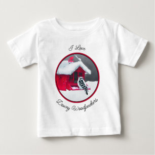 T-shirt Pour Bébé Peinture Downy Woodpecker - Art original pour oise