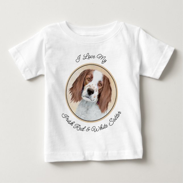 T-shirt Pour Bébé Peinture en Setter rouge et blanc irlandais - Art  (Devant)