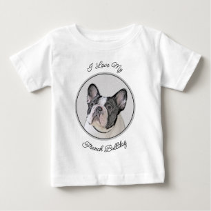T-shirt Pour Bébé Peinture française de Bulldog (Pied de broche) - A
