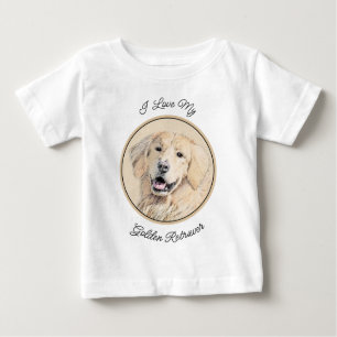 T-shirt Pour Bébé Peinture Golden Retriever - Joli art original chie
