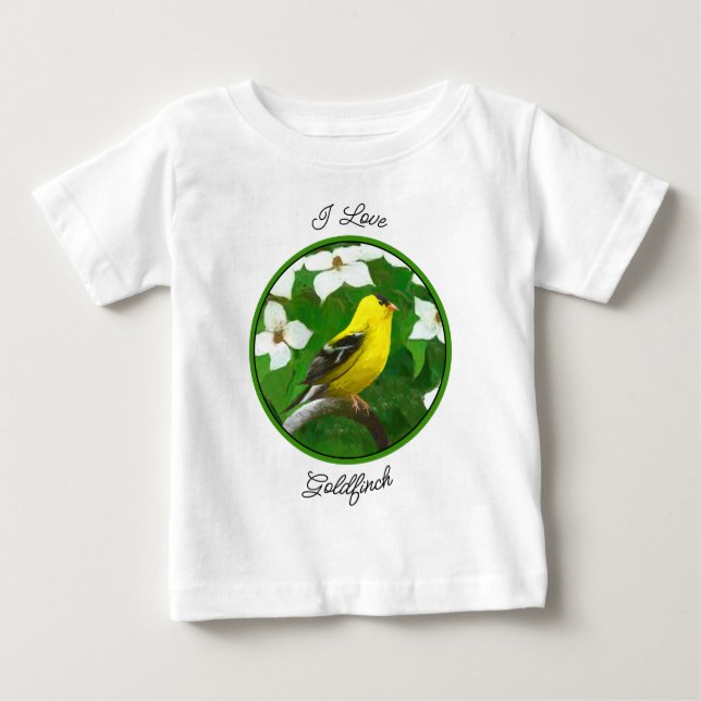 T-shirt Pour Bébé Peinture Goldfinch - Cute Original Chien Art (Devant)