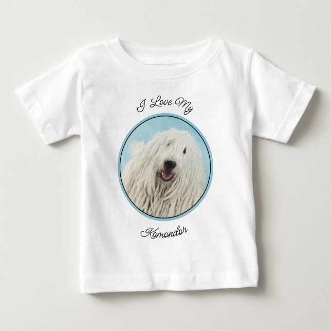 T-shirt Pour Bébé Peinture Komondor - Cute Original Chien Art (Devant)