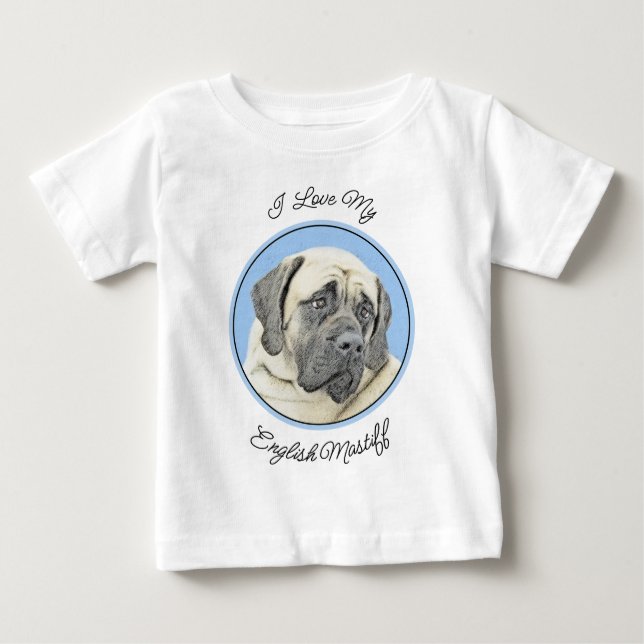 T-shirt Pour Bébé Peinture Mastiff (Fawn) anglaise - Art Chien origi (Devant)