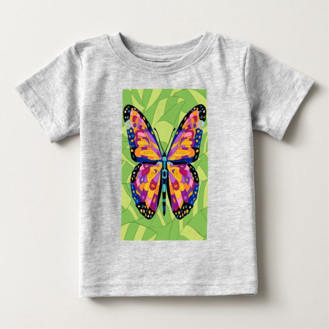 T-shirt Pour Bébé Peinture papillon abstraite  (Devant)