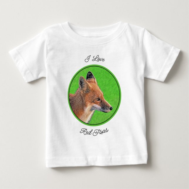 T-shirt Pour Bébé Peinture Red Fox - Art original de la faune (Devant)